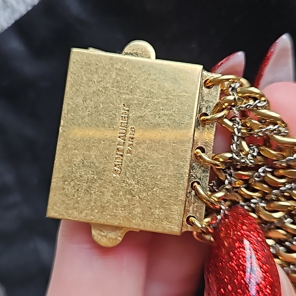 💸SOLD💸 Saint Laurent Gold Silver Chain Bracelet w/Dustbag - Picture 2 of 7
